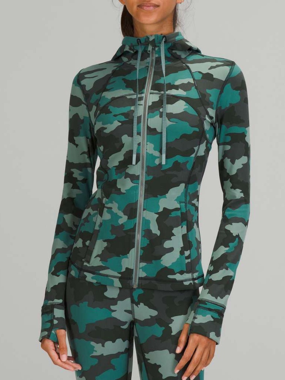 Lululemon Hooded Define Jacket Nulu 365 Camo Tidewater Teal Multi W4BRSS Sz 4